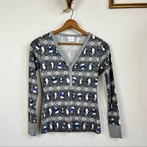 Hanna Andersson Snow Man Snowflake Henley Pajama Top